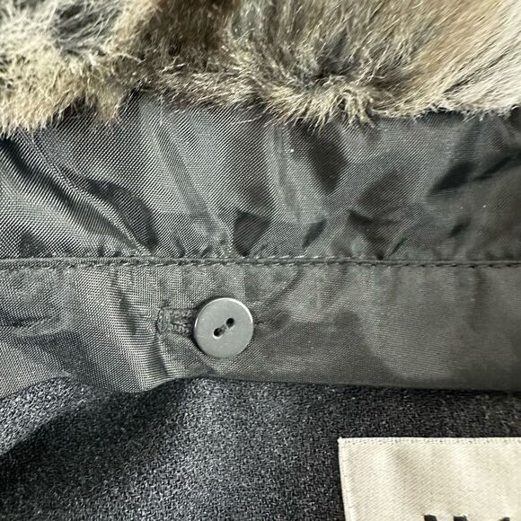 Kasper 10 Skirt Suit Set Charcoal Gray Wrap Front Fur Trim Jacket & Pencil Skirt - Picture 5 of 13